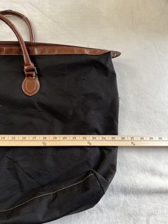 Ralph Lauren Polo Large Black Travel Duffel Bag Canvas Brown Faux Leather Trim - Picture 7 of 16